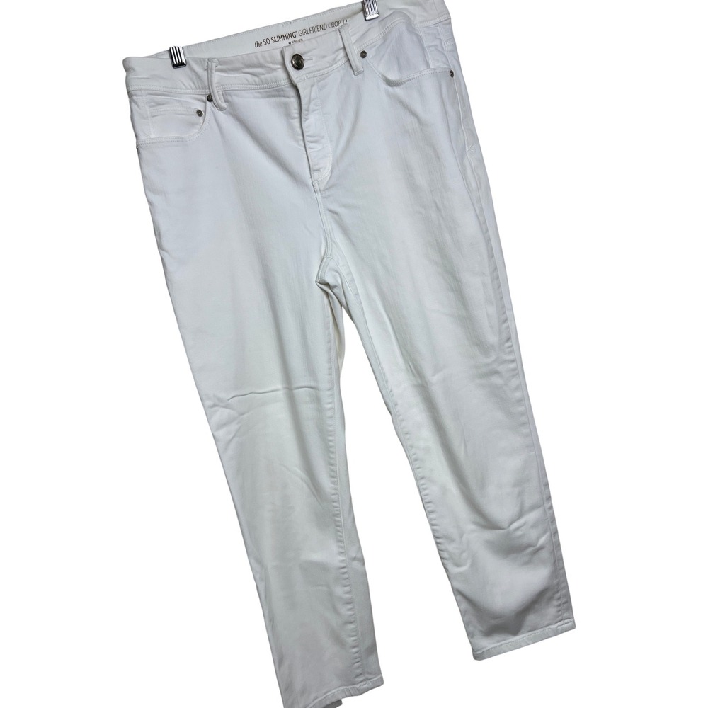 Chico's So Slimming Girlfriend Crop Jeans Women 1 White Denim Stretch Pants PD17